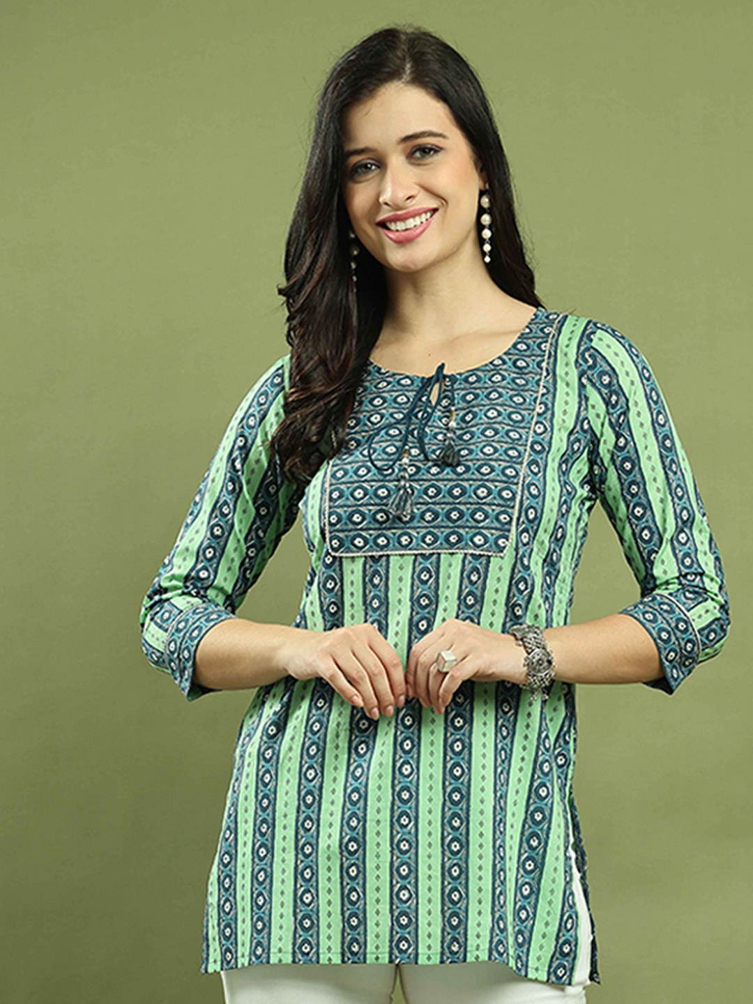 

Roly Poly Printed Ethnic Tunic, Blue