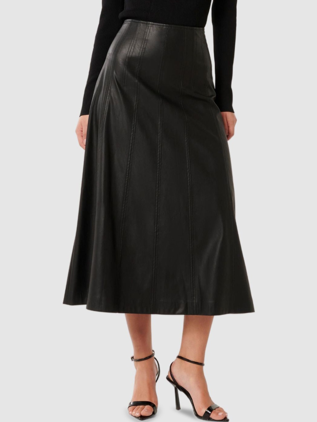 

Forever New Solid Renley Vegan Leather Midi Skirt, Black
