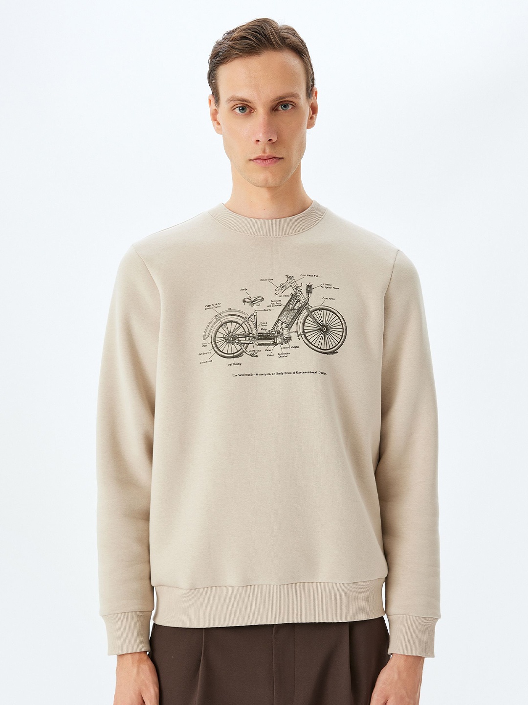 

Koton Men Alphanumeric Printed Round Neck Sweatshirt, Beige
