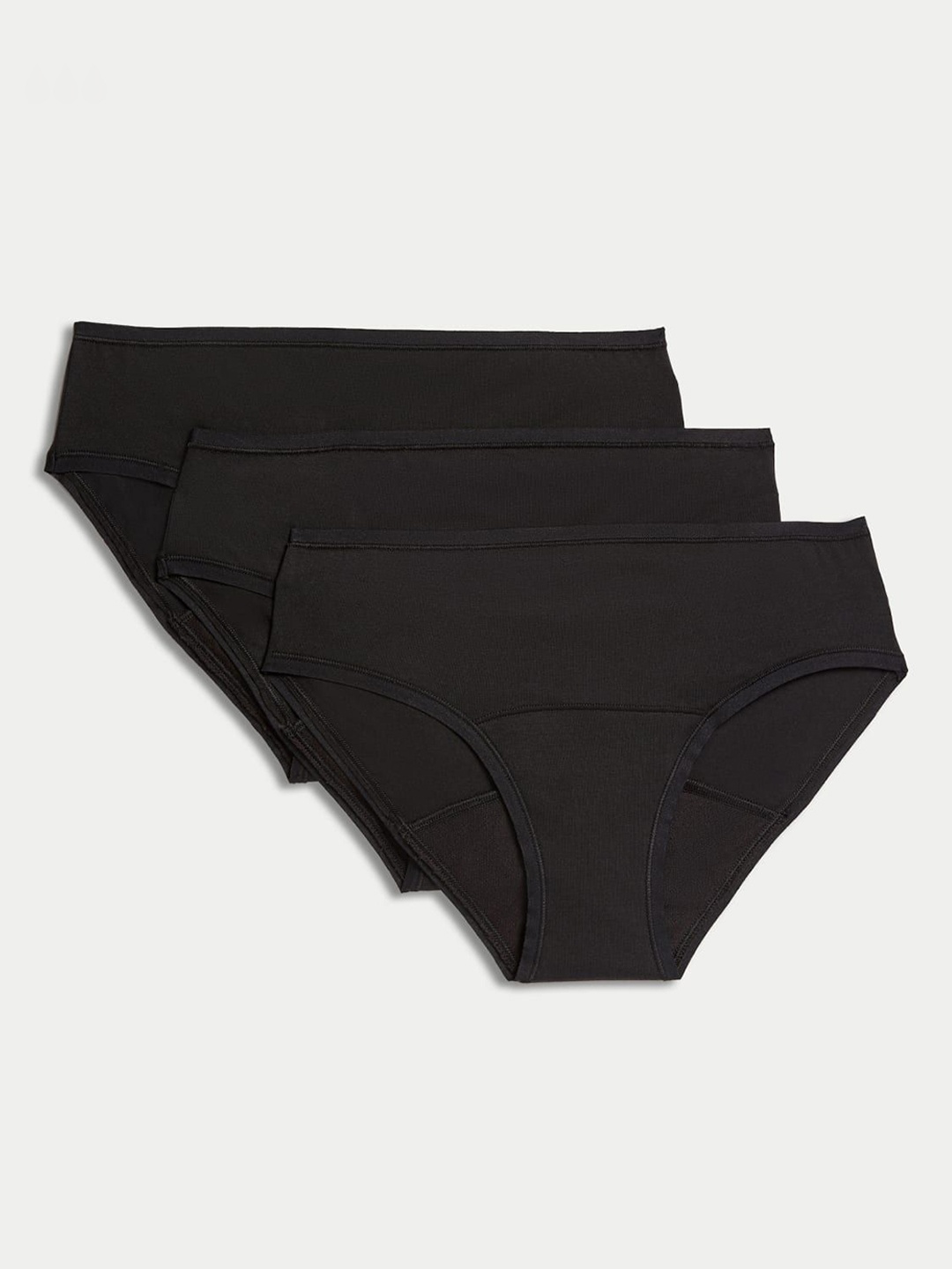

Marks & Spencer Pack Of 3 Mid-rise Period Briefs T617765PBLACK, Black