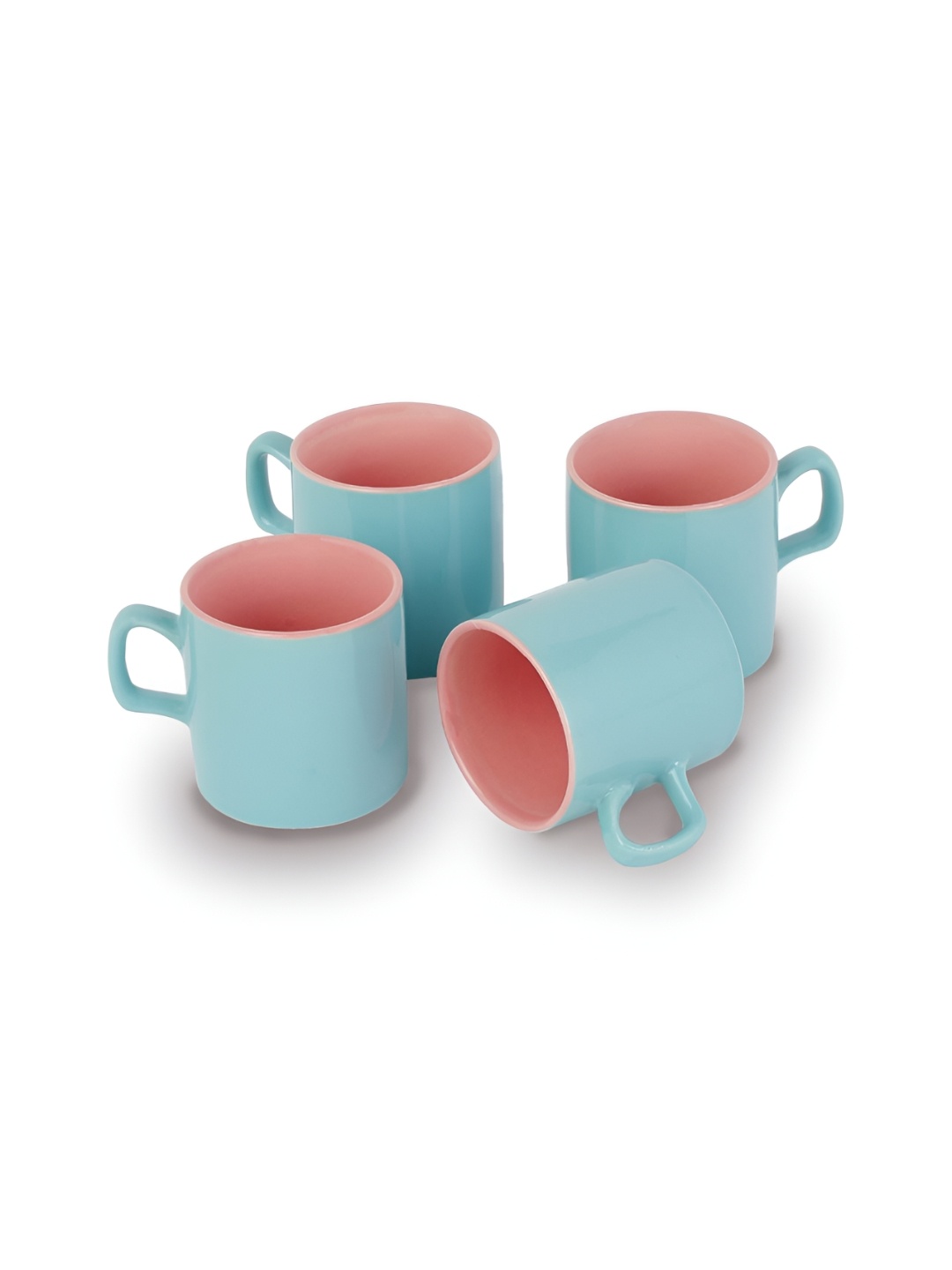 

10club Marine and Peach Ceramic Espresso Cup Set of 4, Turquoise blue