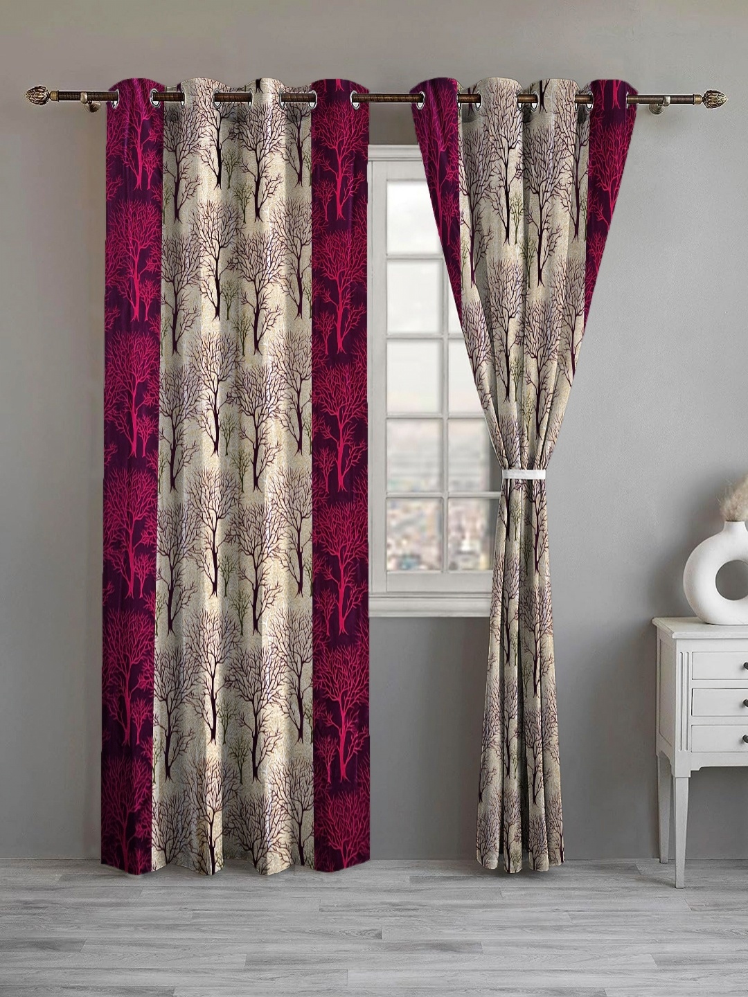 

Lunar Days Purple Set of 2 Floral Room Darkening Door Curtain