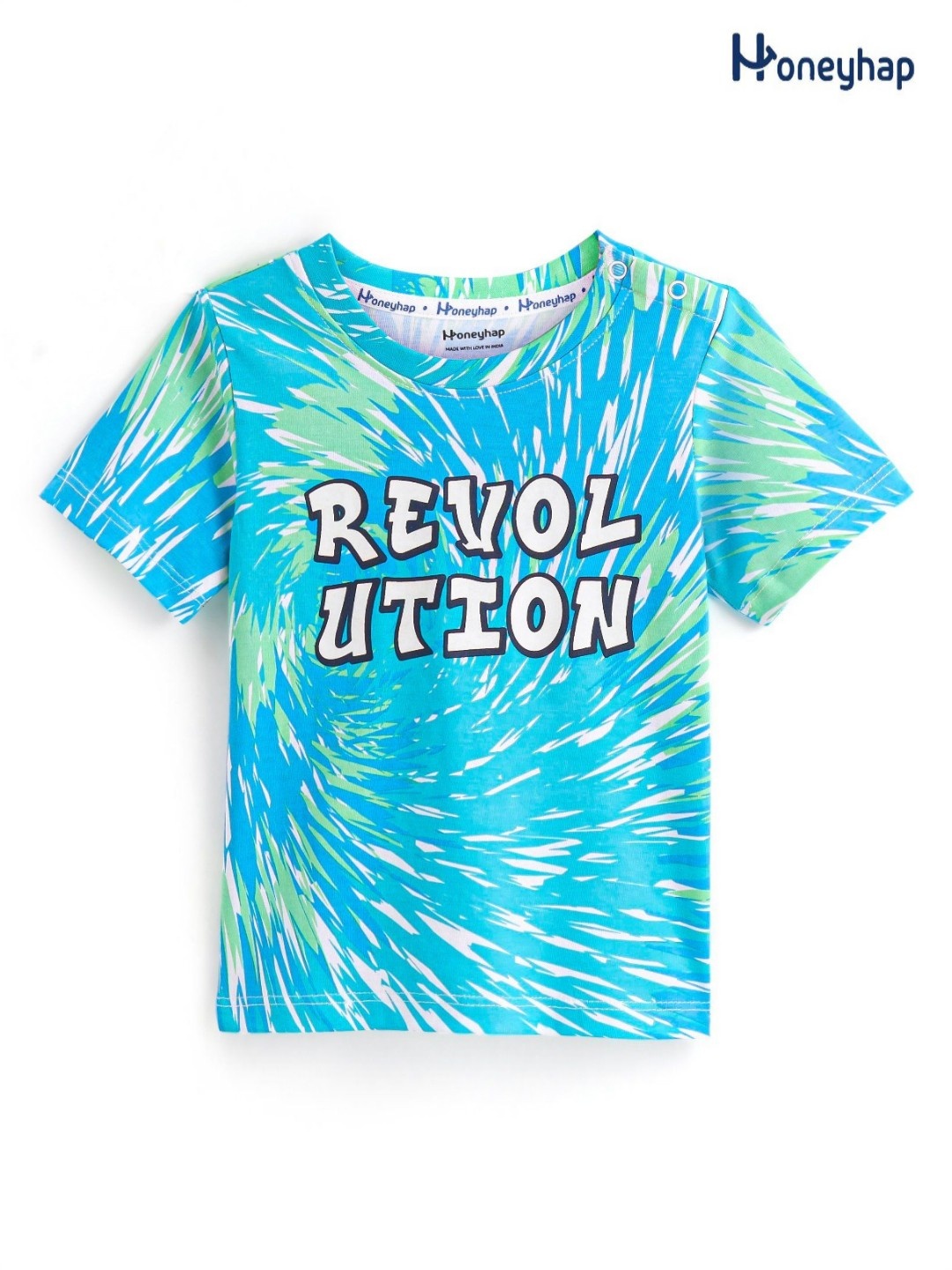 

Honeyhap Boys Typography Printed Pockets T-shirt, Green