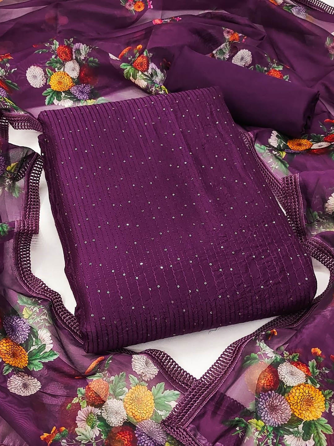 

ZEEPKART Unstitched Dress Material, Purple
