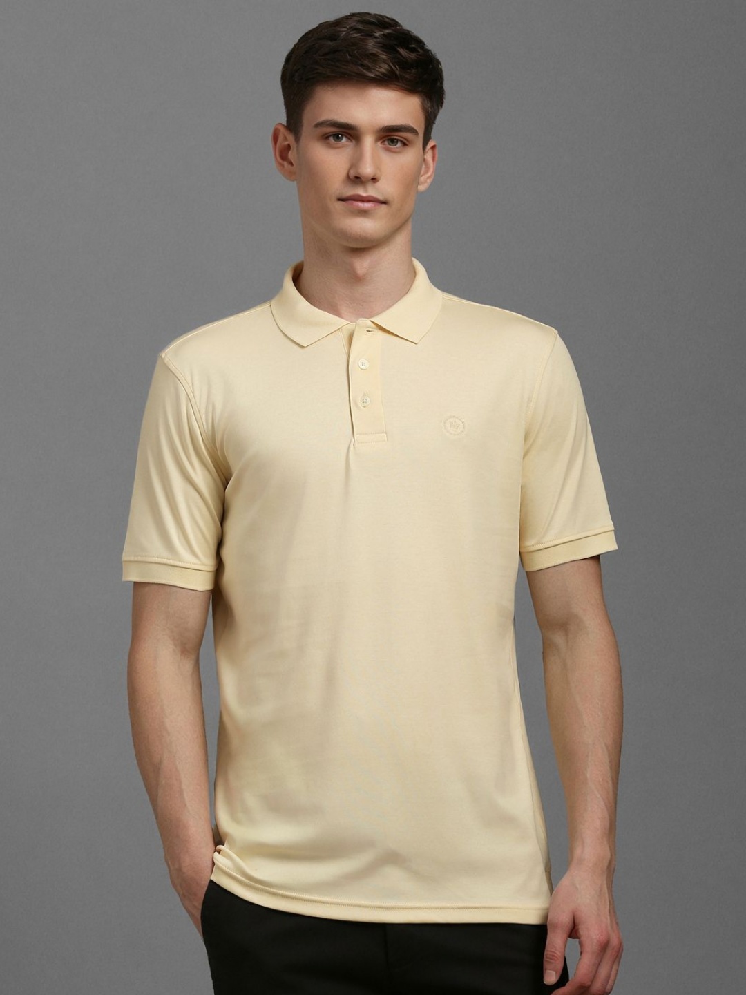 

Louis Philippe Men Polo Collar T-shirt, Yellow