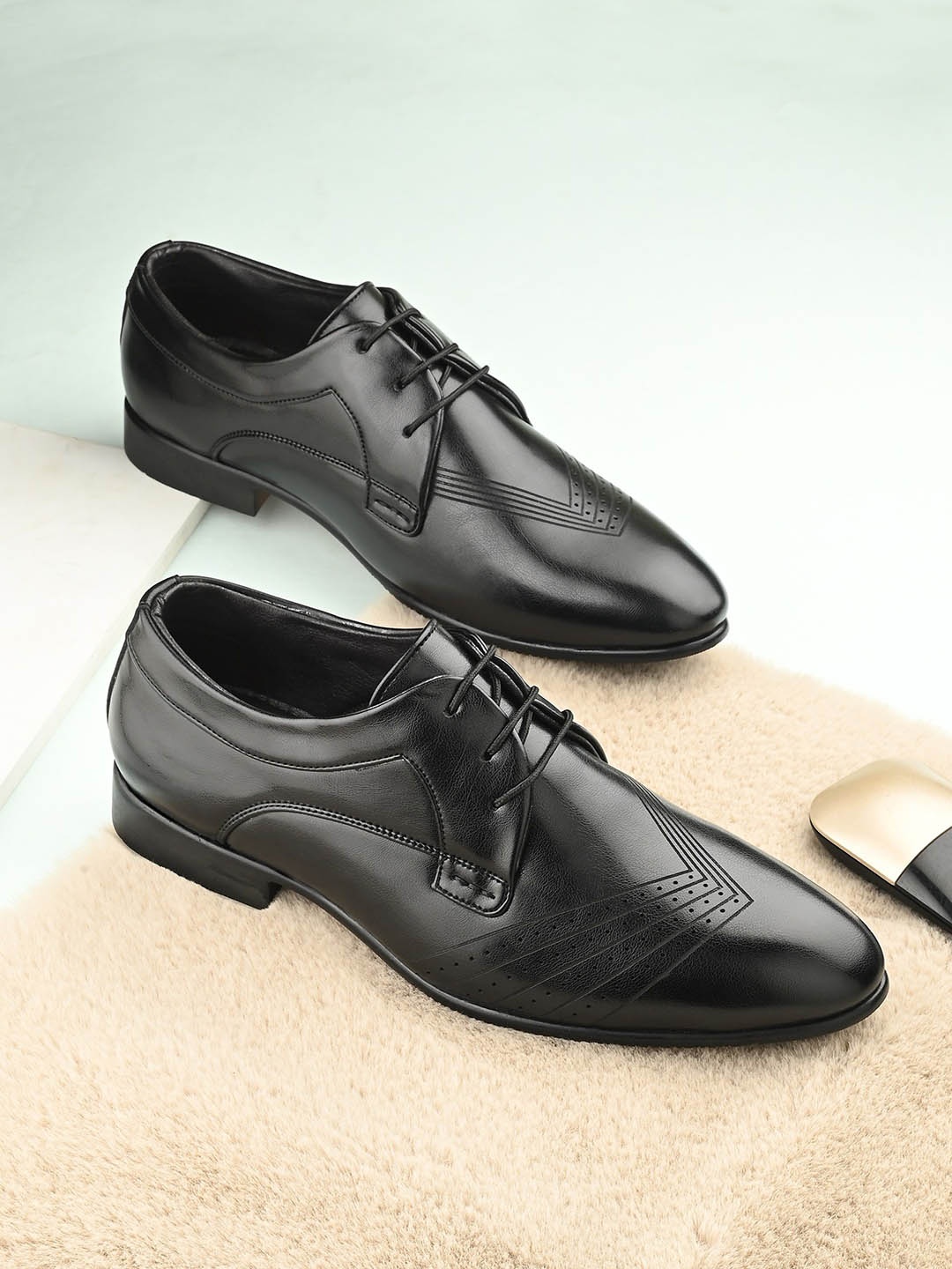 

House Of Pataudi Men Formal Lace Up Derby, Black