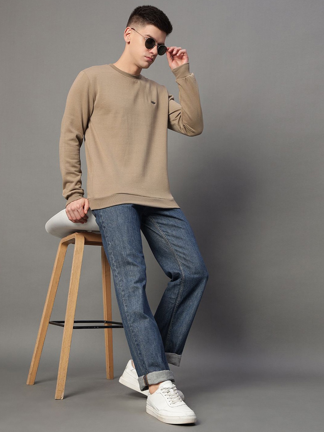 

GET GOLF Men Round Neck Sweatshirt, Beige