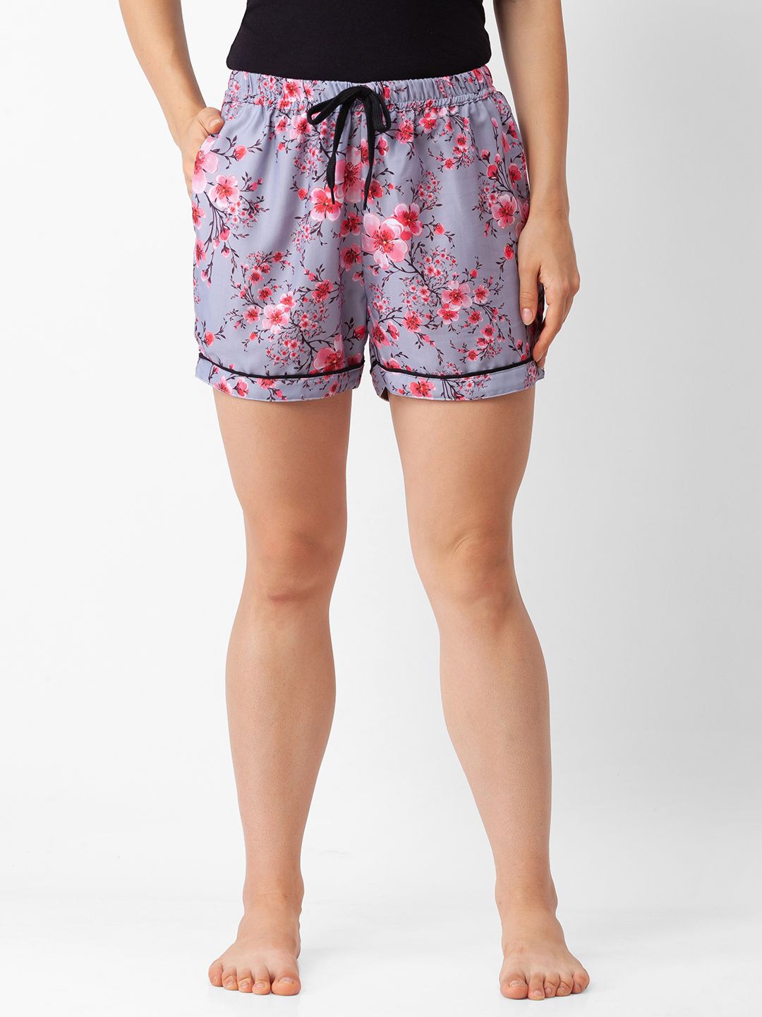 

FashionRack Women Pack Of 2 Floral Printed Lounge Shorts, Lavender