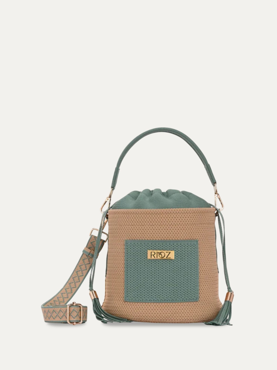 

Rioz Oversized Bucket Handheld Bag with Tasselled, Green