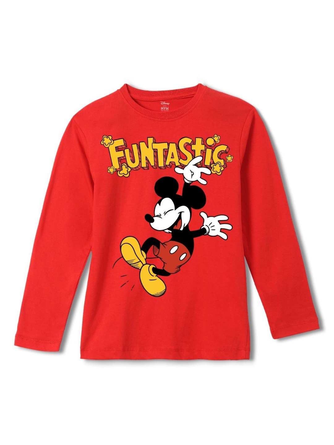 

Wear Your Mind Boys Mickey Mouse Printed Pure Cotton Applique T-shirt, Red