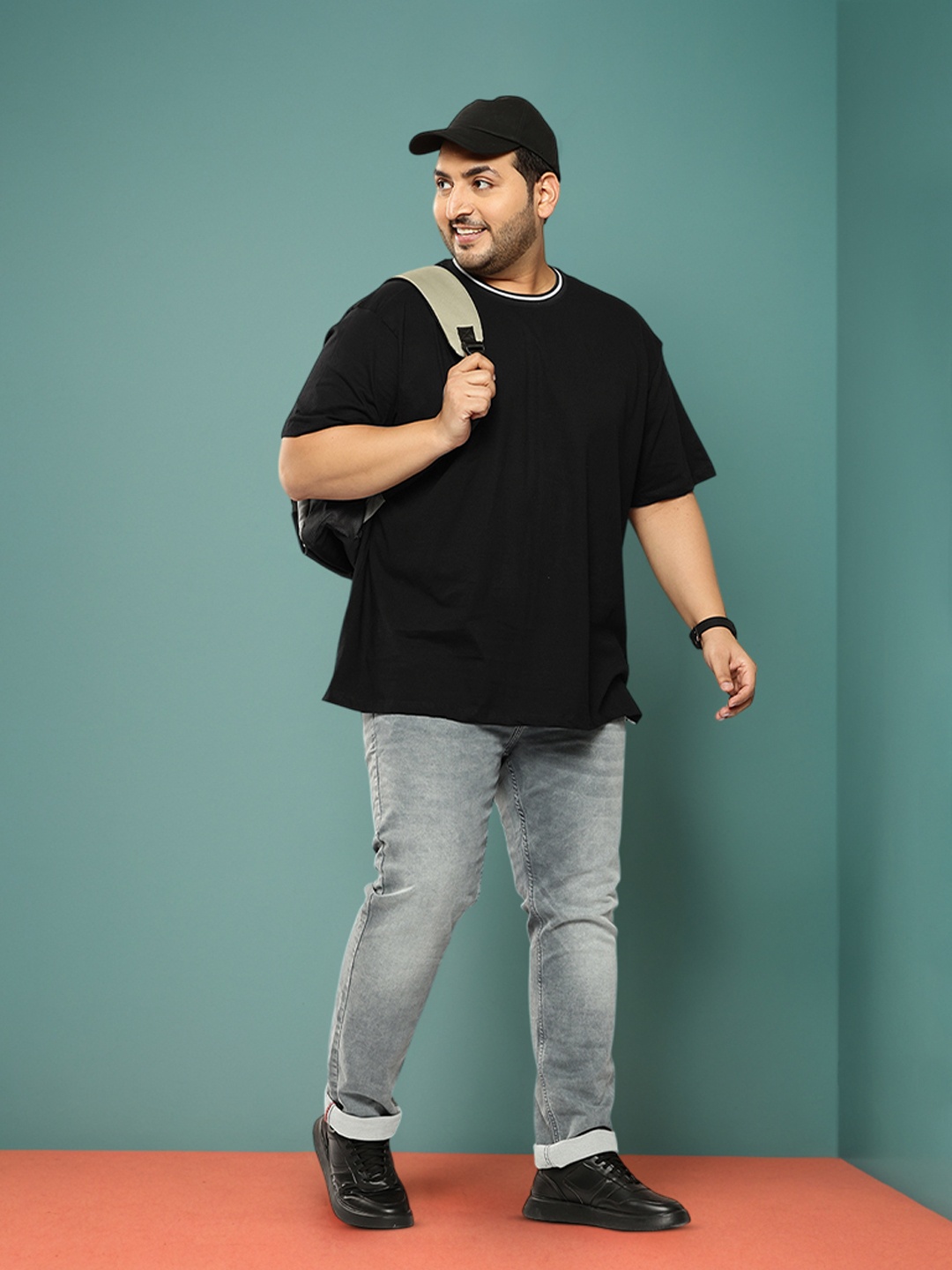 

Sztori Plus Size Pure Cotton T-shirt, Black