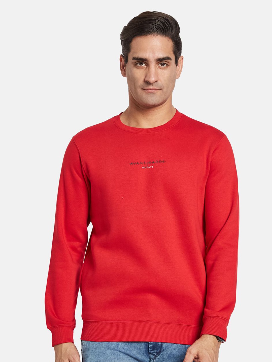 

Octave Men Long Sleeves Round Neck Sweatshirt, Red