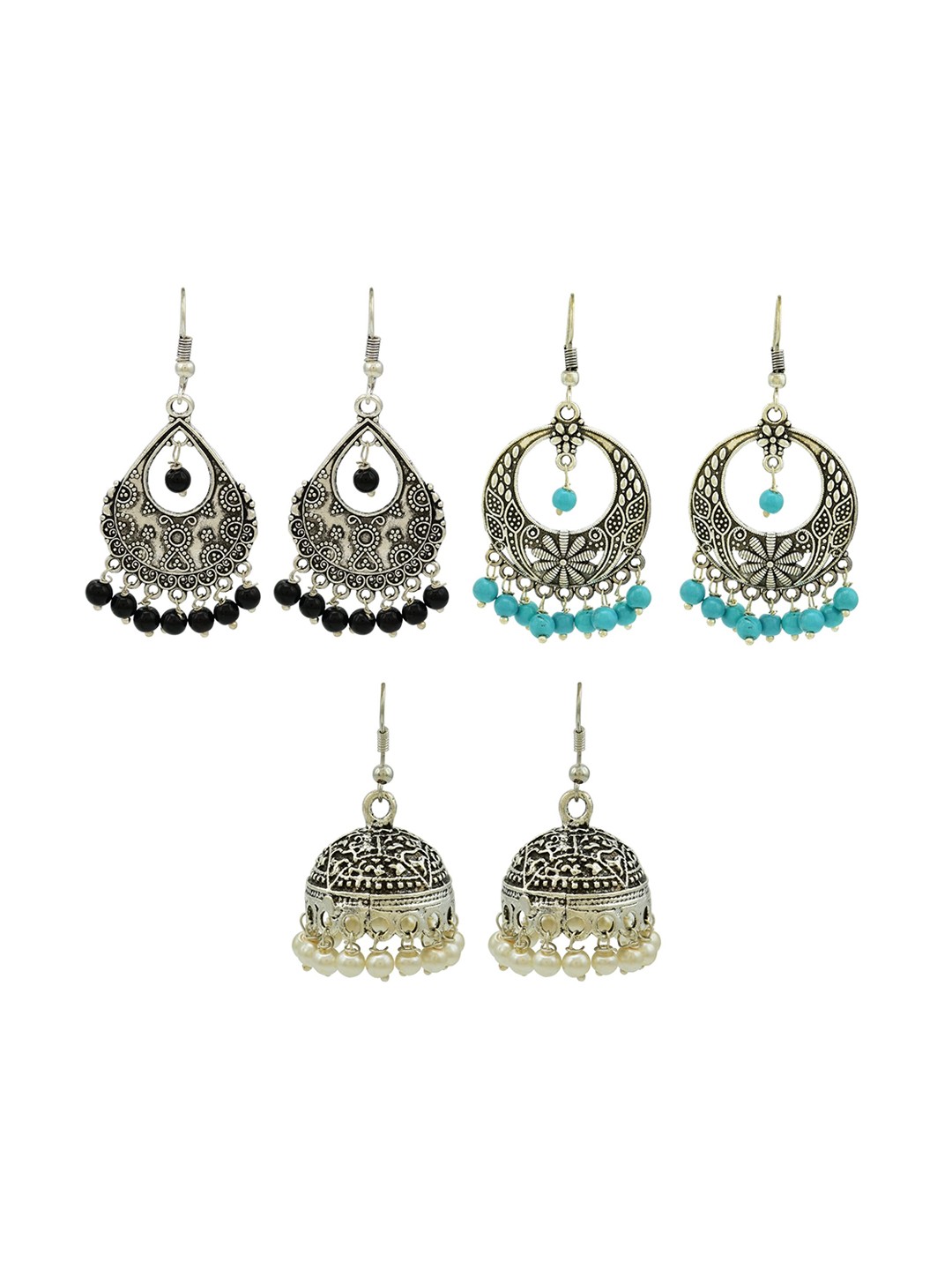 

HIGH TRENDZ Contemporary Jhumkas Earrings, Silver