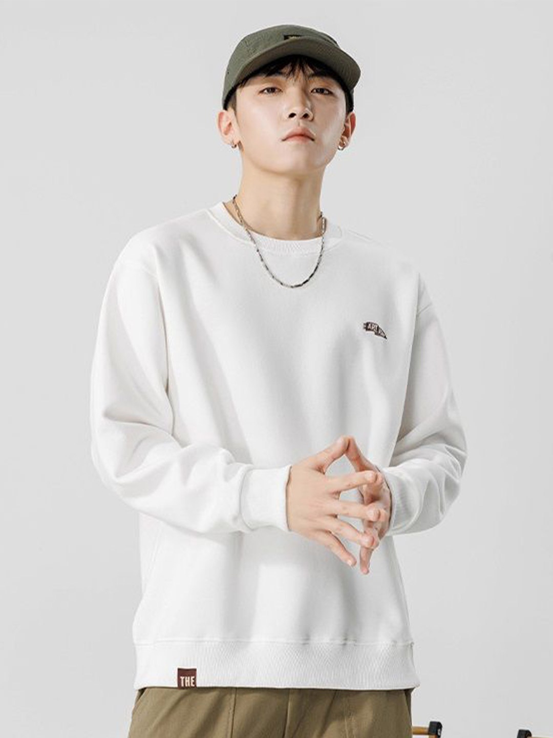 

HERE&NOW Men Pullover Sweatshirt, White