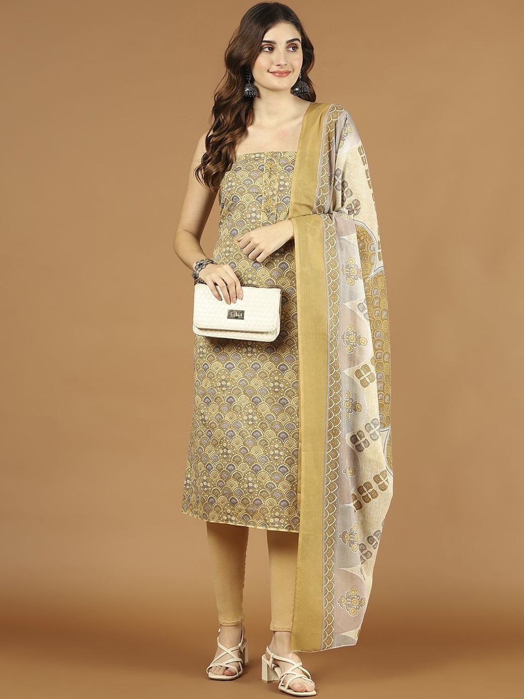 

Meena Bazaar Abstract Printed Cotton Unstitched Dress Material, Green