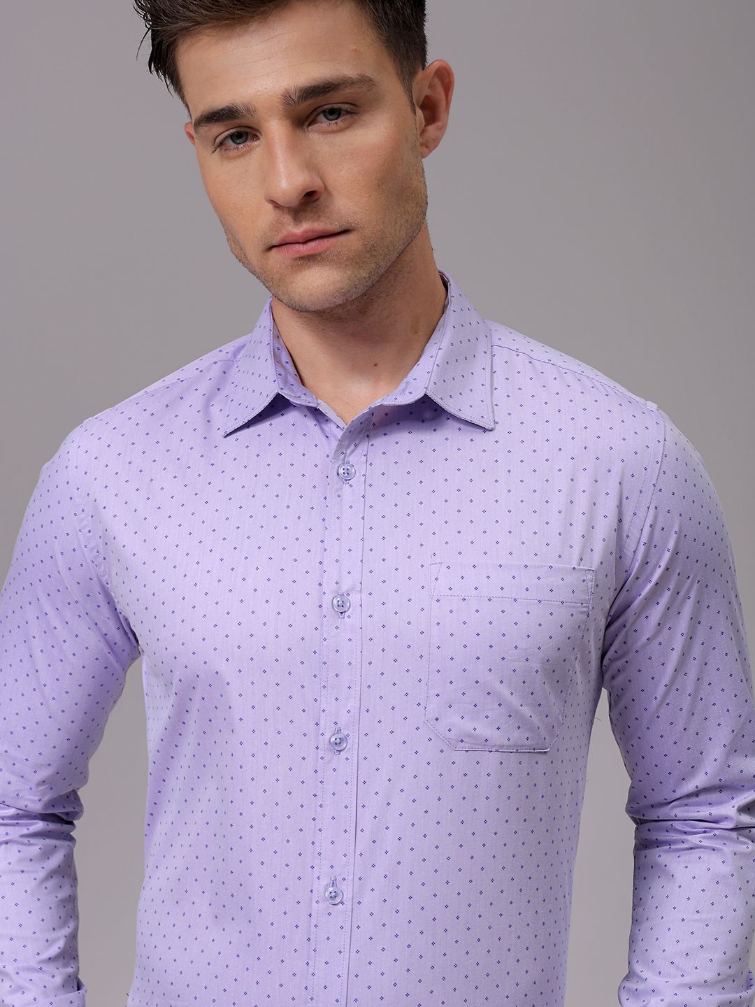 

The Indian Garage Co. X Luxe Men Slim Fit Opaque Printed Formal Shirt, Purple