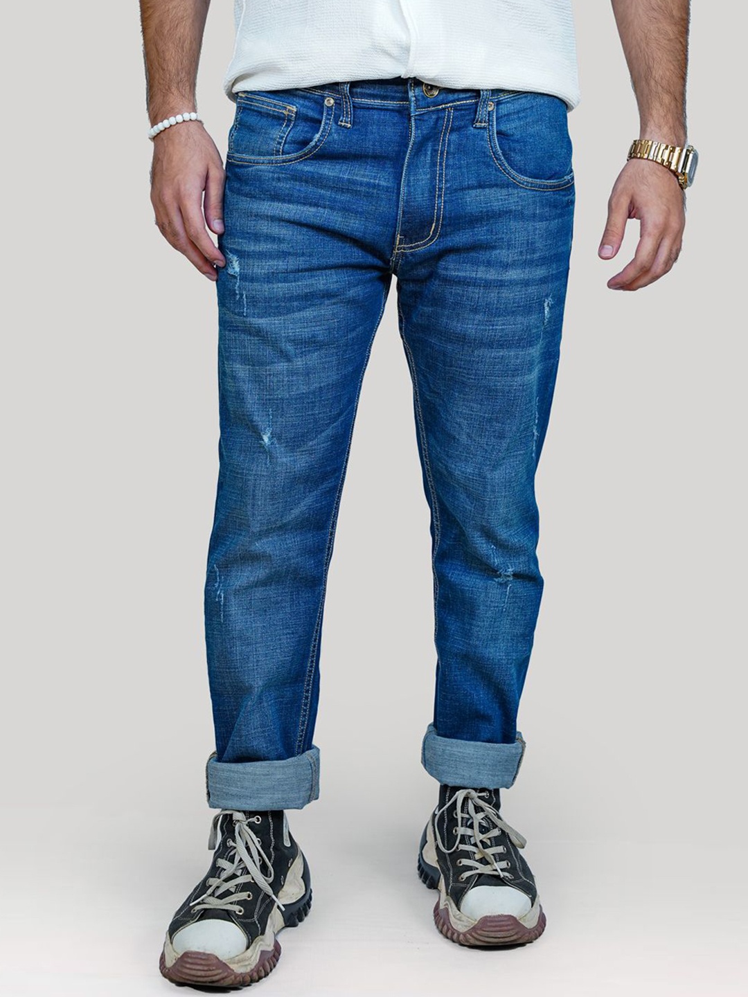 

KAPTHE Men Comfort Heavy Fade Jeans, Blue