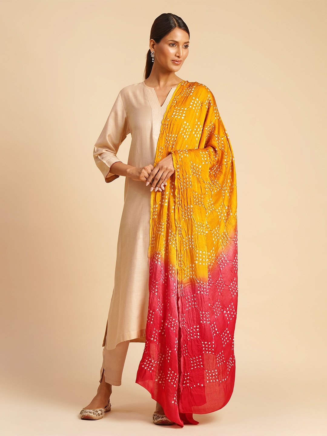 

JAYPORE Ethnic Motifs Printed Dupatta, Red