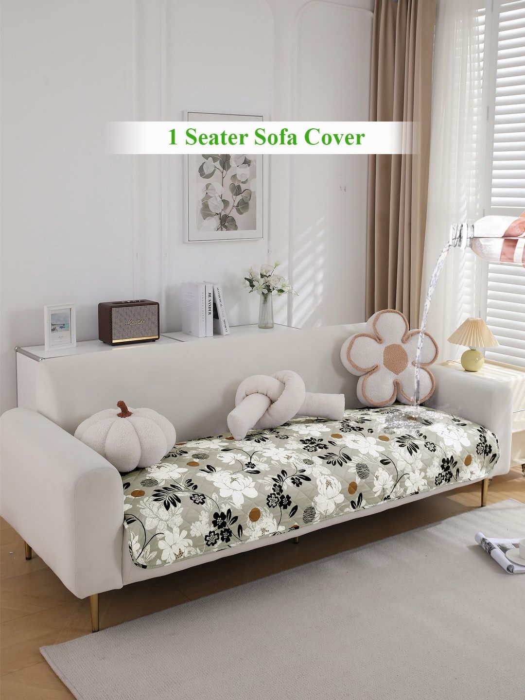 

HOKIPO Brown & Grey Printed Polyester Waterproof 1 Seater Sofa Seat Mat