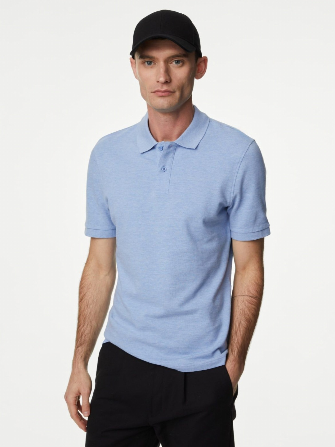 

Marks & Spencer Men Polo Collar T-shirt, Blue