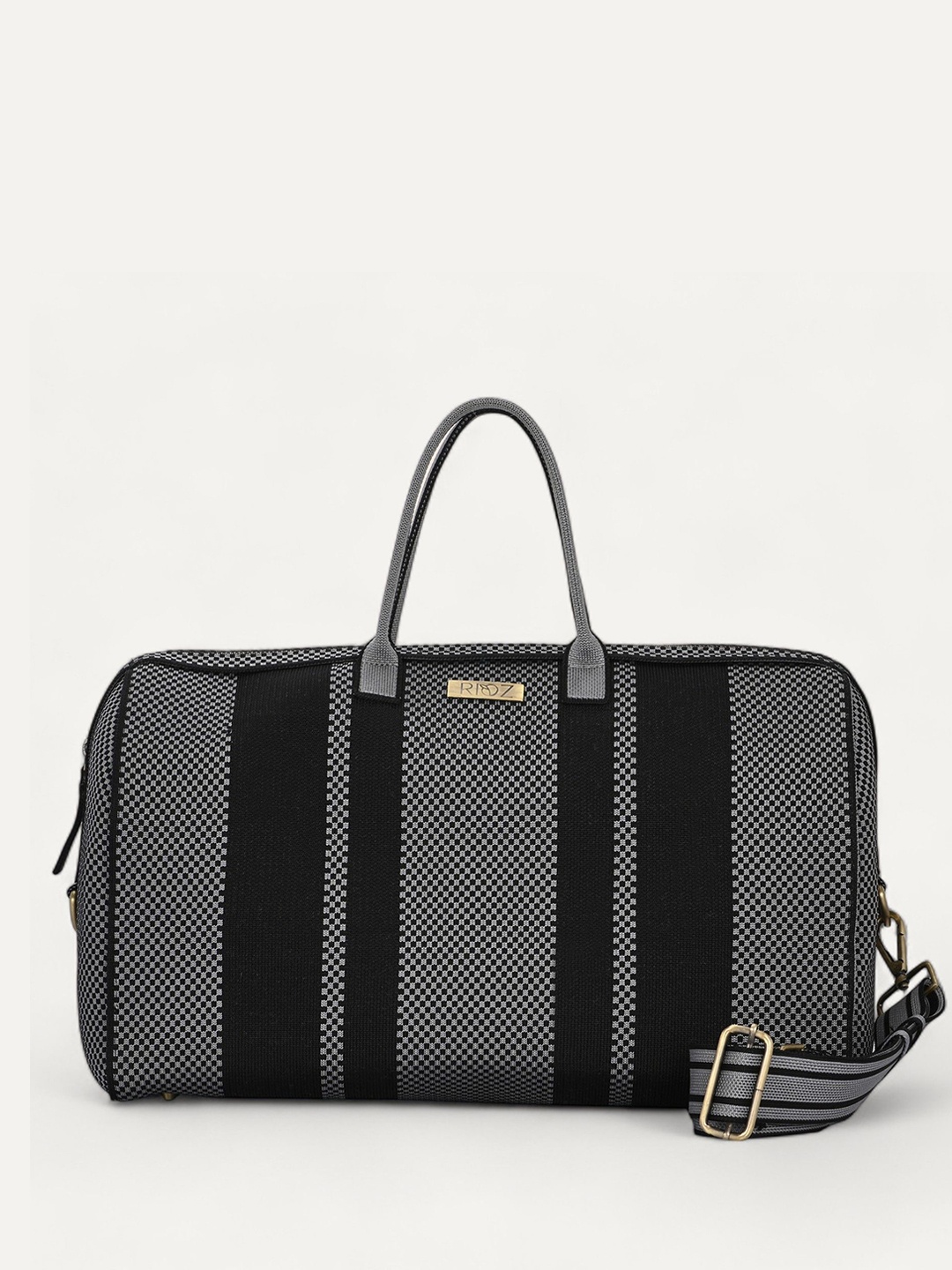 

Rioz Oversized Structured Handheld Bag with Cut Work, Black