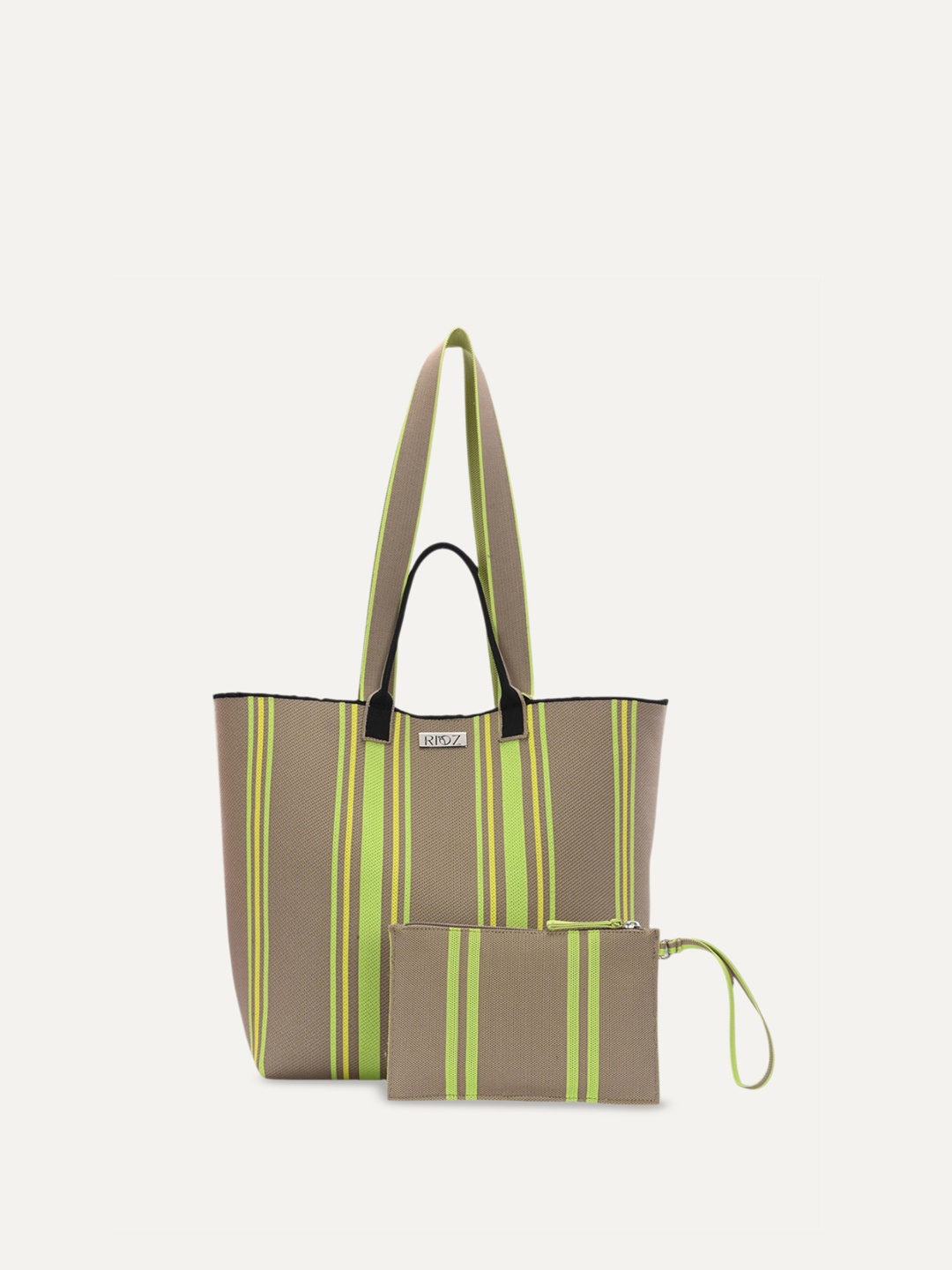 

Rioz Oversized Shopper Handheld Bag with Applique, Brown