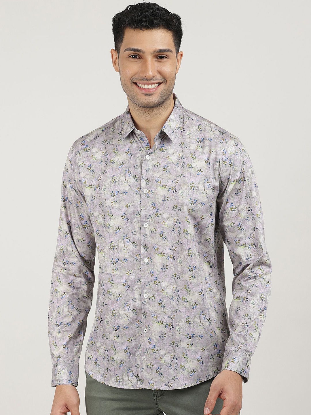 

DRAGON HILL Men Classic Slim Fit Floral Opaque Printed Casual Shirt, Purple