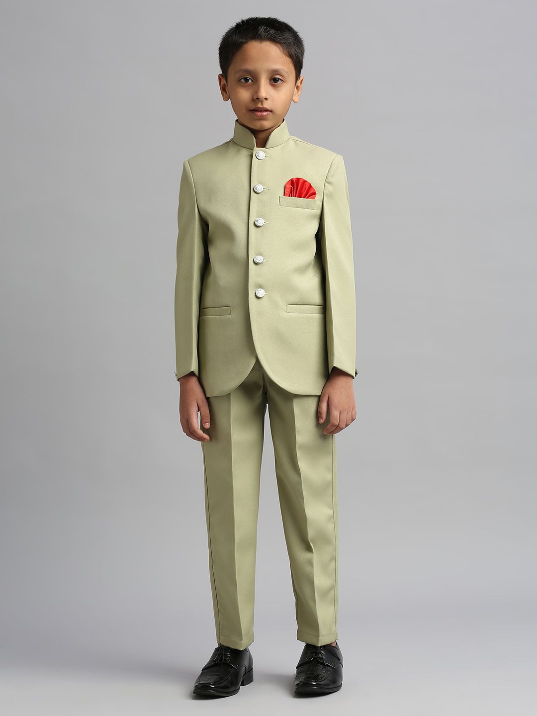 

YK Boys 2 Pieces Solid Jodhpuri Clothing Set, Green