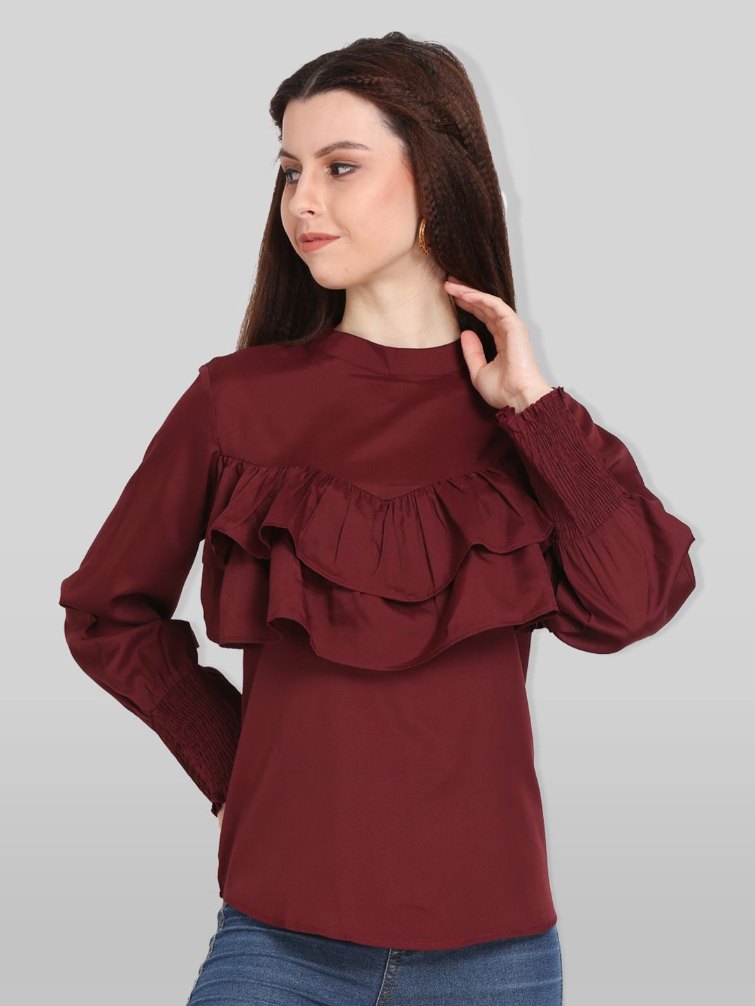 

all about you Round Neck Regular Top, Maroon