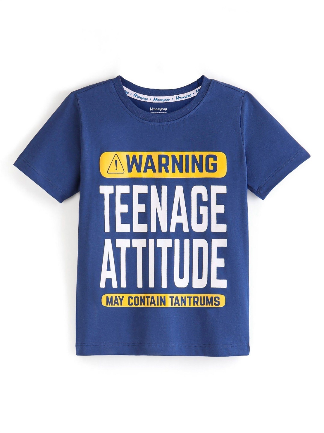 

Honeyhap Kids High Neck Raw Edge T-shirt, Blue