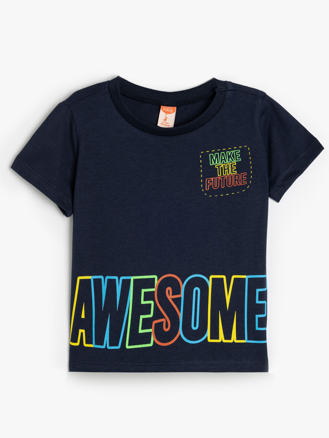 

Koton Boys V-Neck Applique T-shirt, Blue