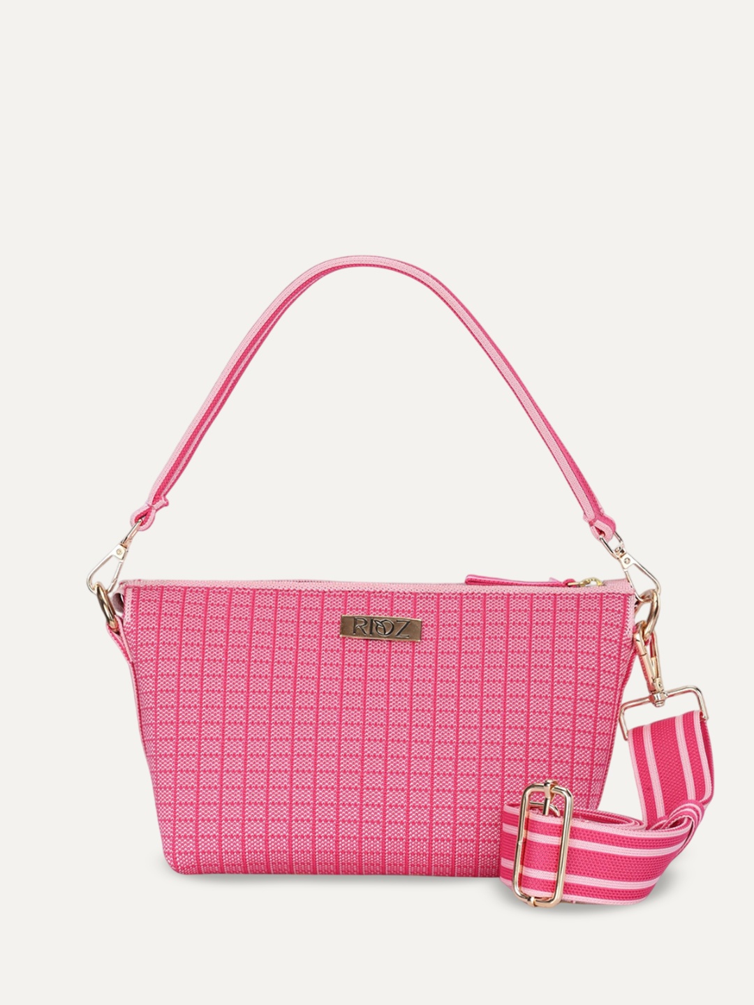 

Rioz Oversized Structured Hobo Bag with Tasselled, Pink