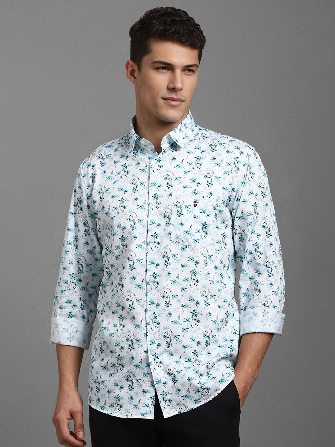 

Louis Philippe Sport Men Slim Fit Floral Opaque Printed Casual Shirt, Blue