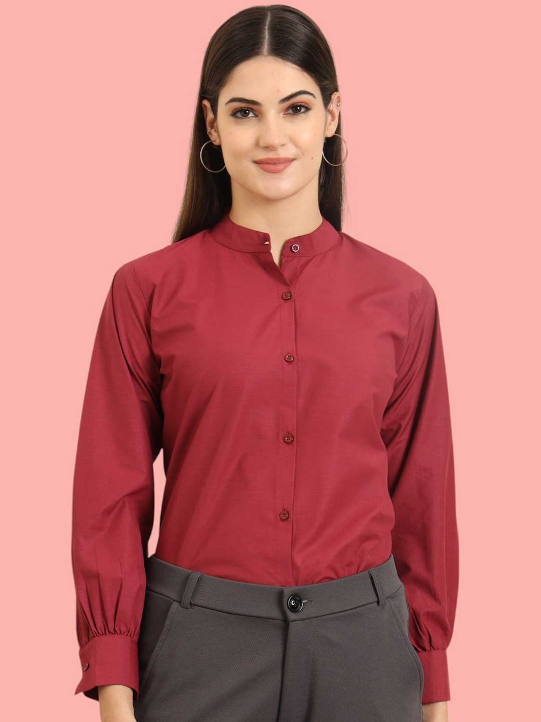 

All About You Formals Women Comfort Slim Fit Opaque Formal Shirt, Maroon