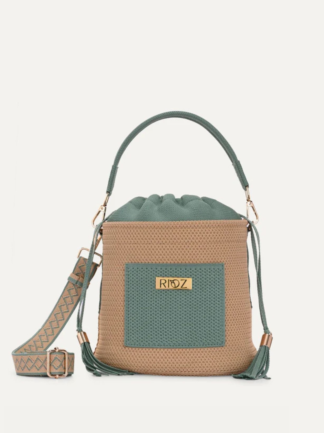 

Rioz Oversized Structured Hobo Bag with Fringed, Green