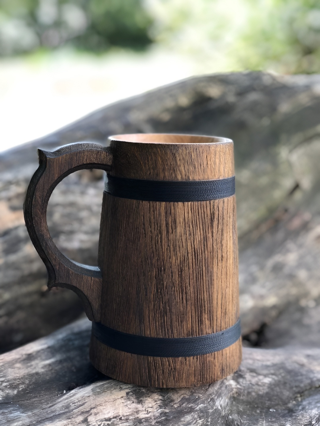 

NAYRA HANDICRAFTS Brown Wooden Coffee Mug