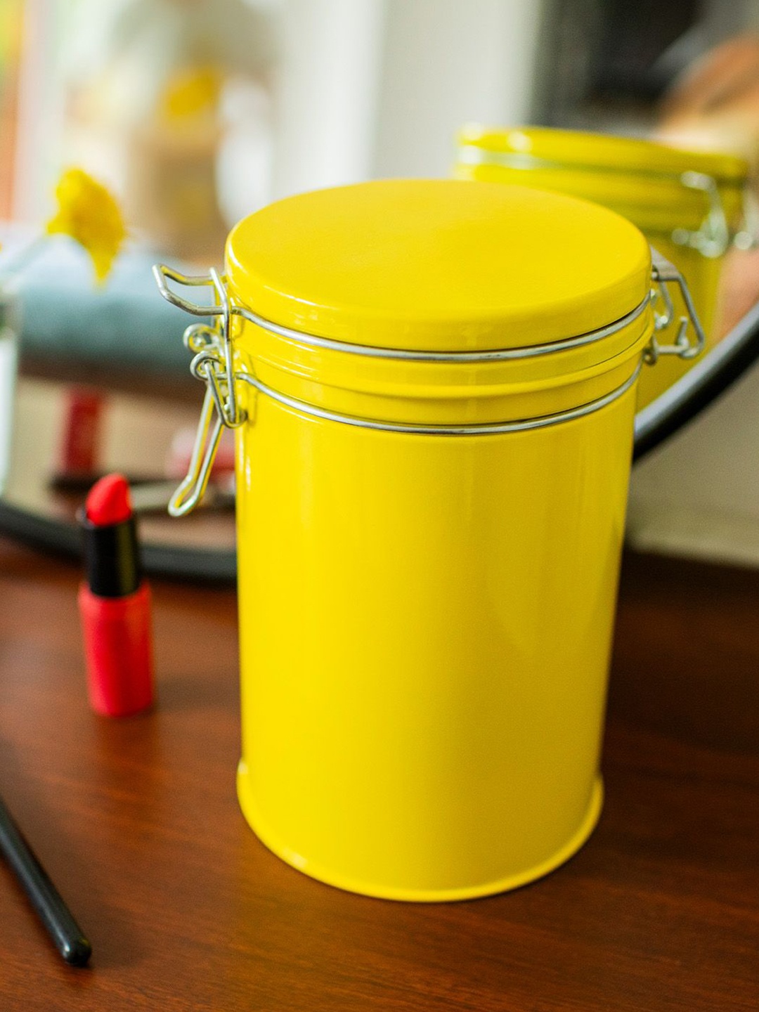 

10club Yellow Airtight Metal Storage Boxes Set of 1