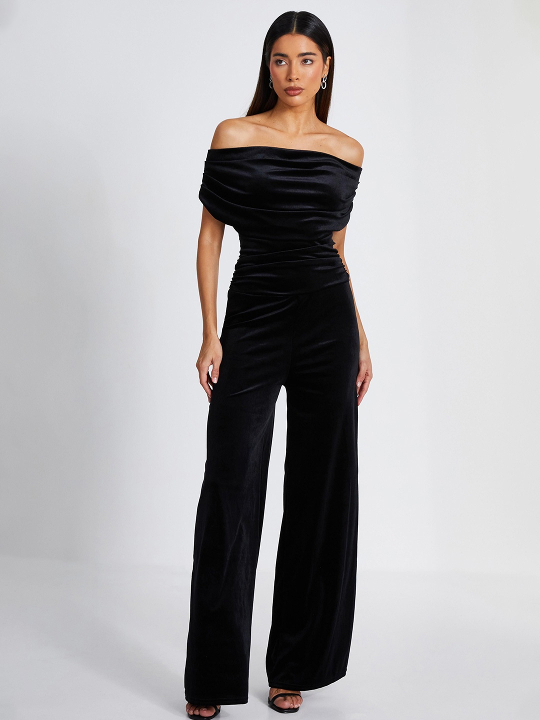 

QUIZ Off-Shoulder Basic Jumpsuit, Black