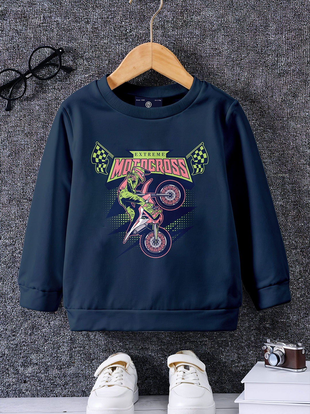 

CODEZ Boys Printed Pullover Sweatshirt, Navy blue
