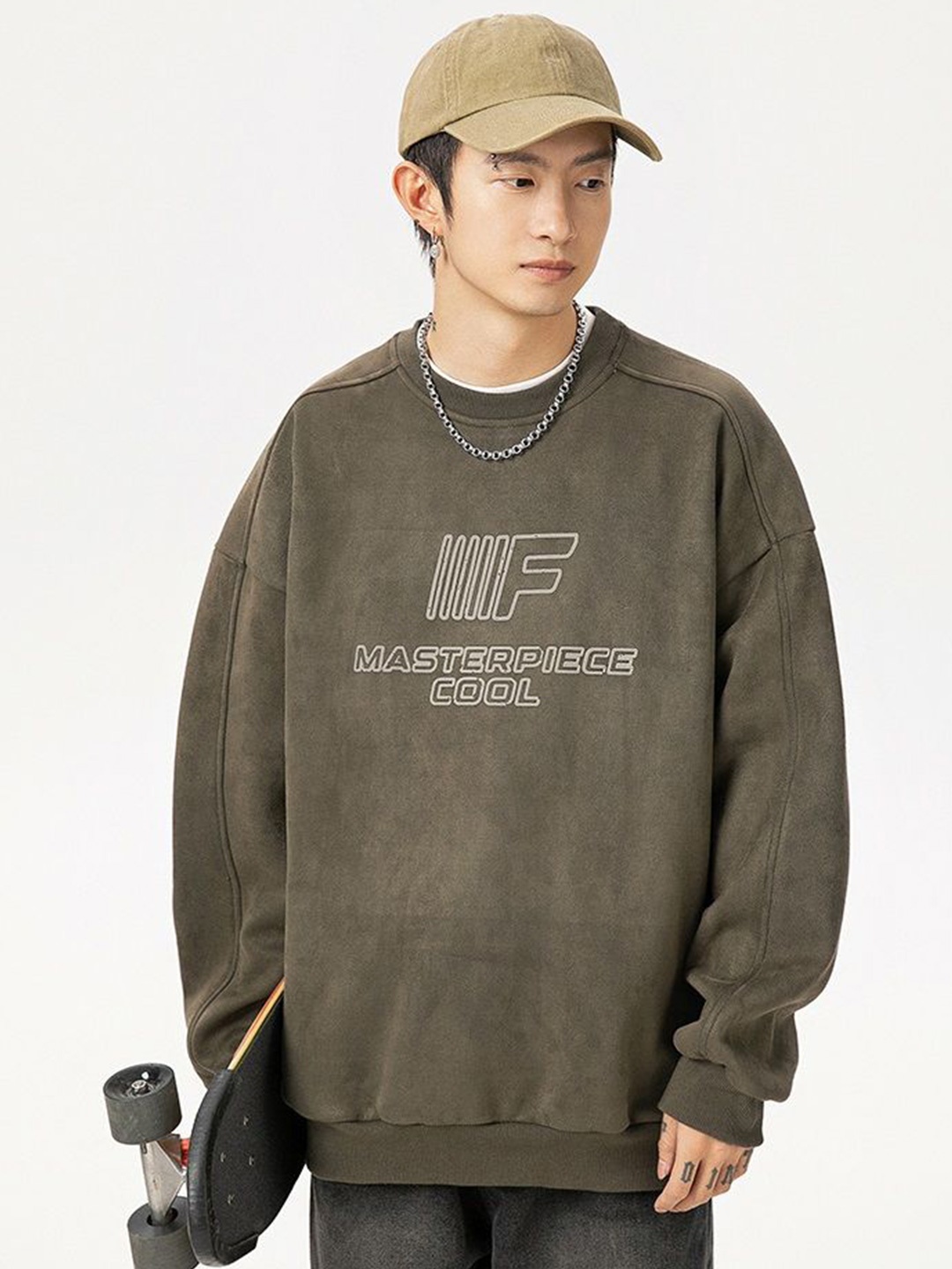 

HERE&NOW Men Printed Pullover Sweatshirt, Grey