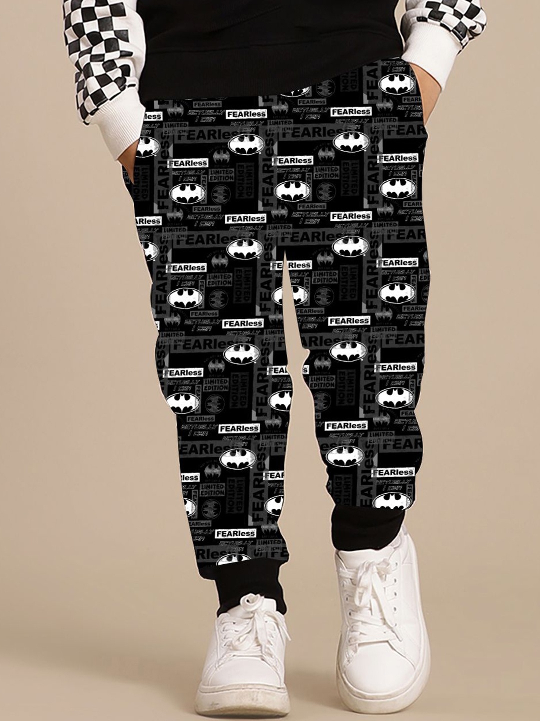 

Kids Ville Boys Batman Printed Mid-Rise Joggers, Black