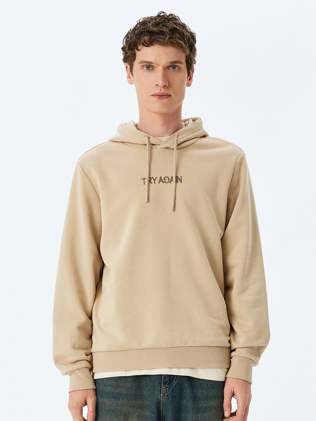 

Koton Men Cotton Hooded Neck Pullover Sweatshirt, Beige