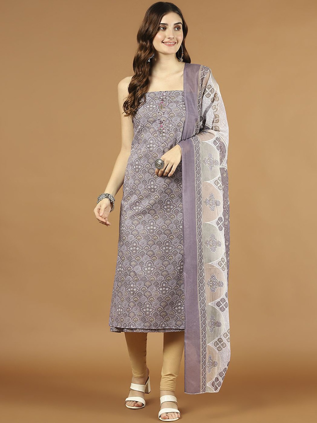 

Meena Bazaar Abstract Printed Cotton Unstitched Dress Material, Purple