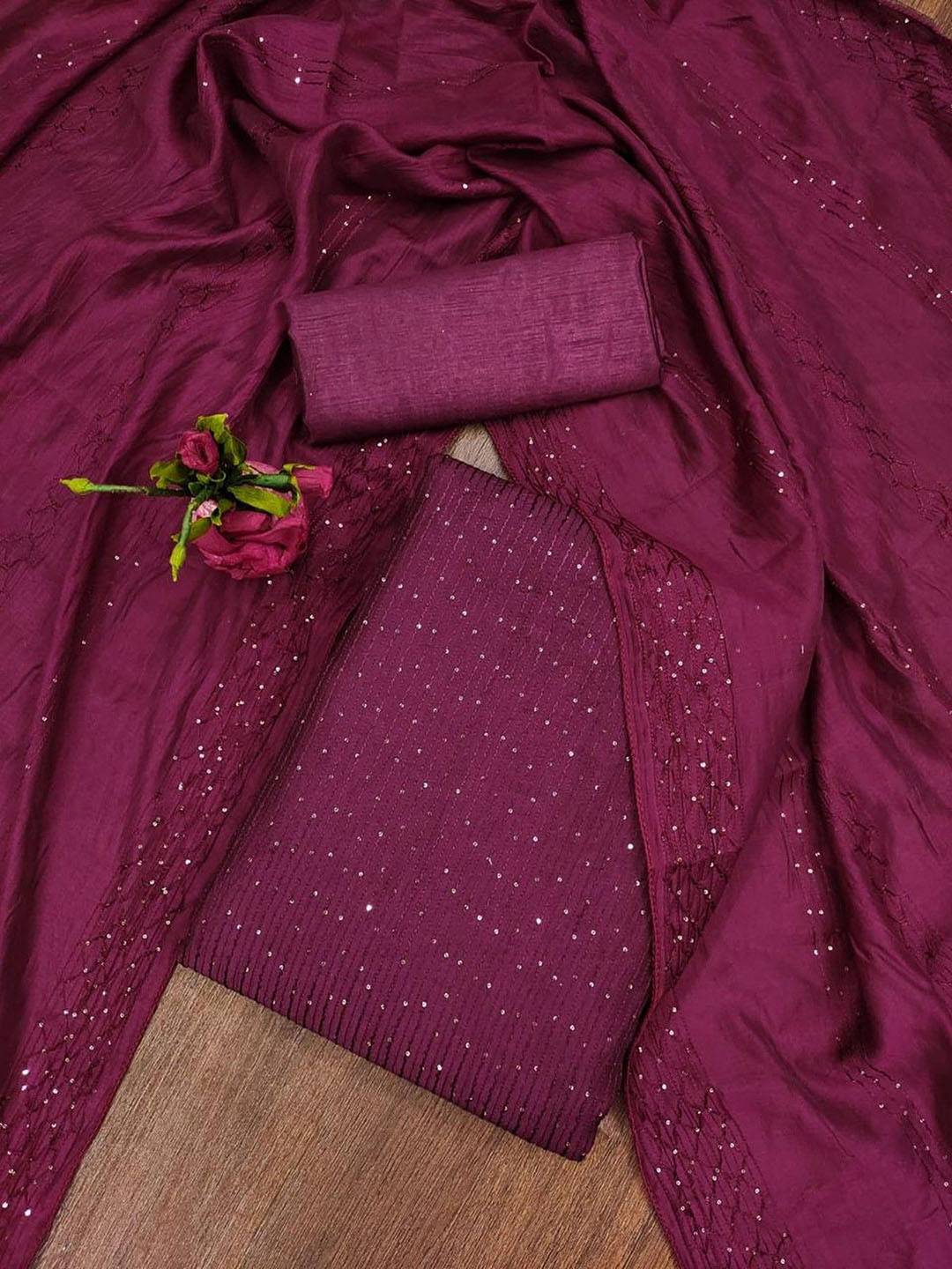 

mimi design Unstitched Dress Material, Purple