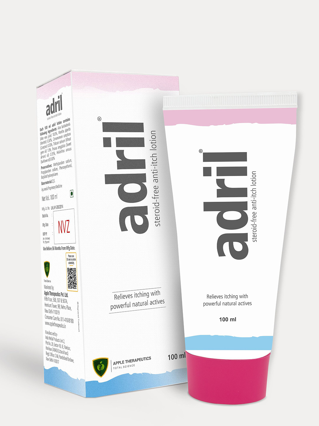 

Apple Therapeutics Adril Anti-Itch Lotion For Itchy Skin Rashes- 100 ml, White