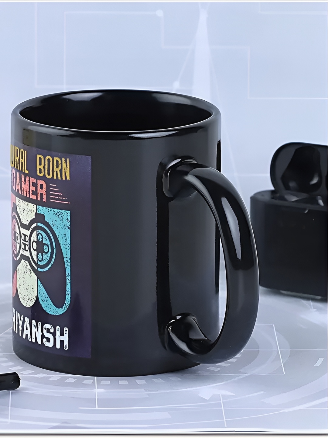 

fnp Multicoloured Printed Ceramic Glossy Mugs Set of Cups and Mugs, Black