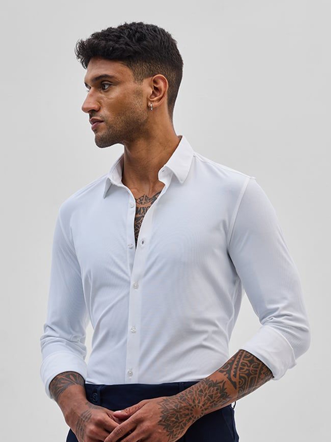 

Snitch Men Smart Spread Collar Solid Slim Fit Formal Shirt, White