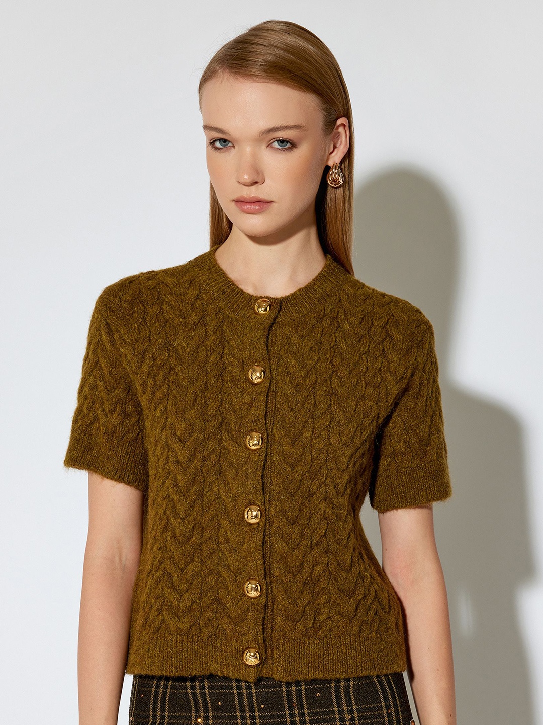 

Koton Women Short Sleeves Cardigan, Green