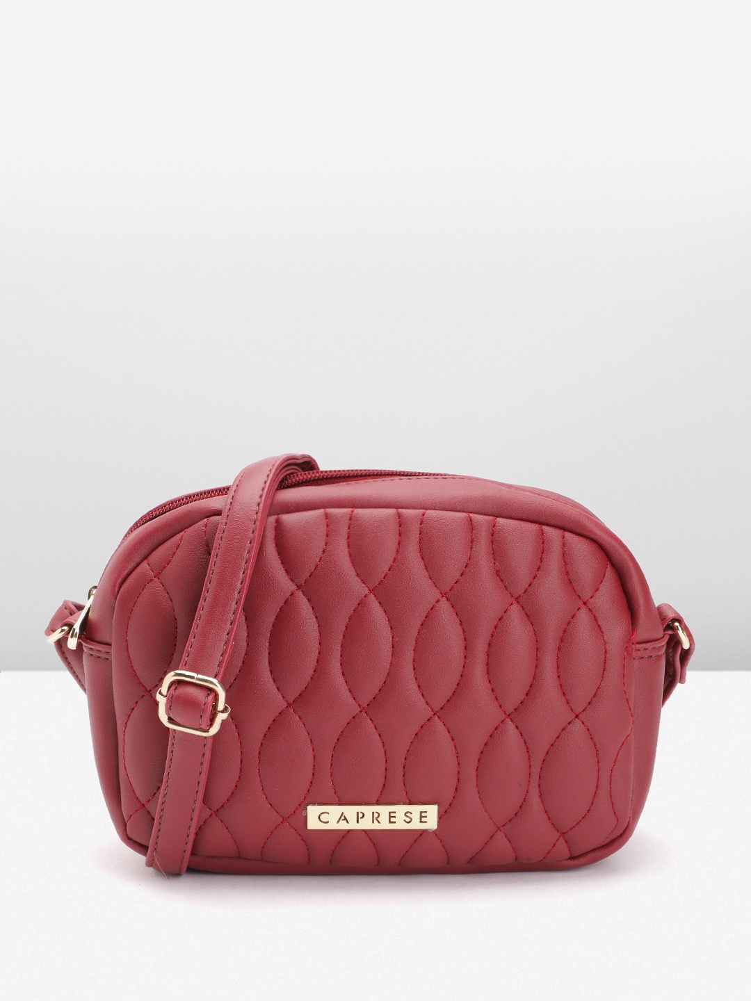 

Caprese Textured Structured Sling Bag, Maroon