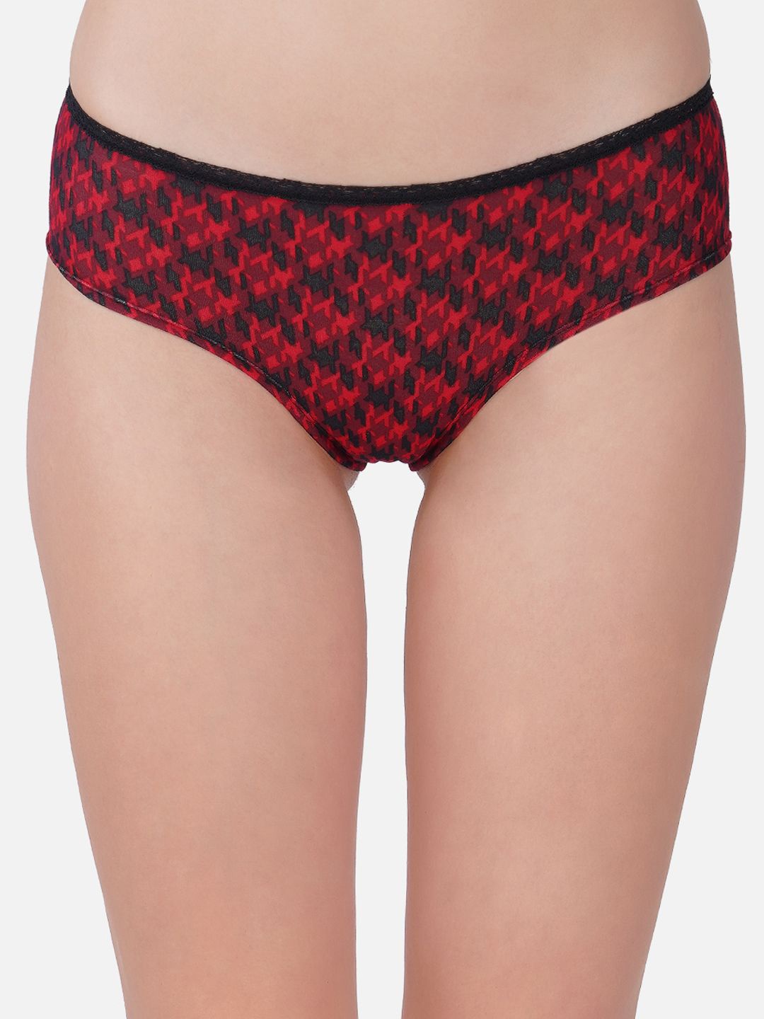 

Carlton London Printed Mid-Rise Bikini Briefs BK-OP5-REPRN-SS, Red